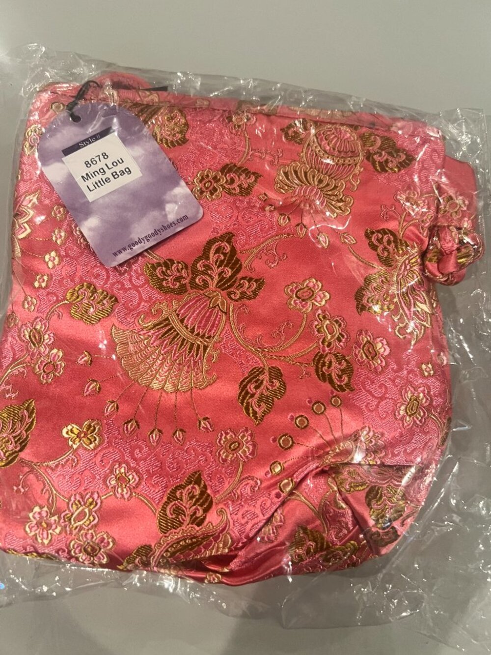 NWT Goody Goody Pink Silk Brocade Rosette Floral Mini Crossbody Bag - Picture 3 of 4